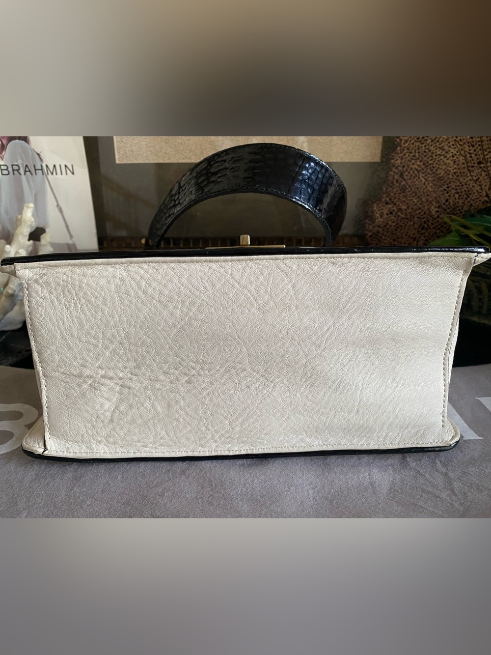 ▪️AMAZING CREME FLORENTINE OPHELIA BRAHMIN QUILTED LEATHER SATCHEL▪️ - Picture 10 of 15